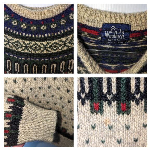 Vintage Y2K Woolrich Fair Isle Wool Sweater Unisex Apres Ski - Picture 8 of 8